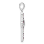 Cross Pendant in Sterling Silver with Purple & Clear Crystal Accents - Sophia Jewelers