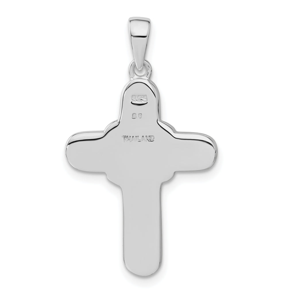 Cross Pendant in Sterling Silver with Purple & Clear Crystal Accents - Sophia Jewelers