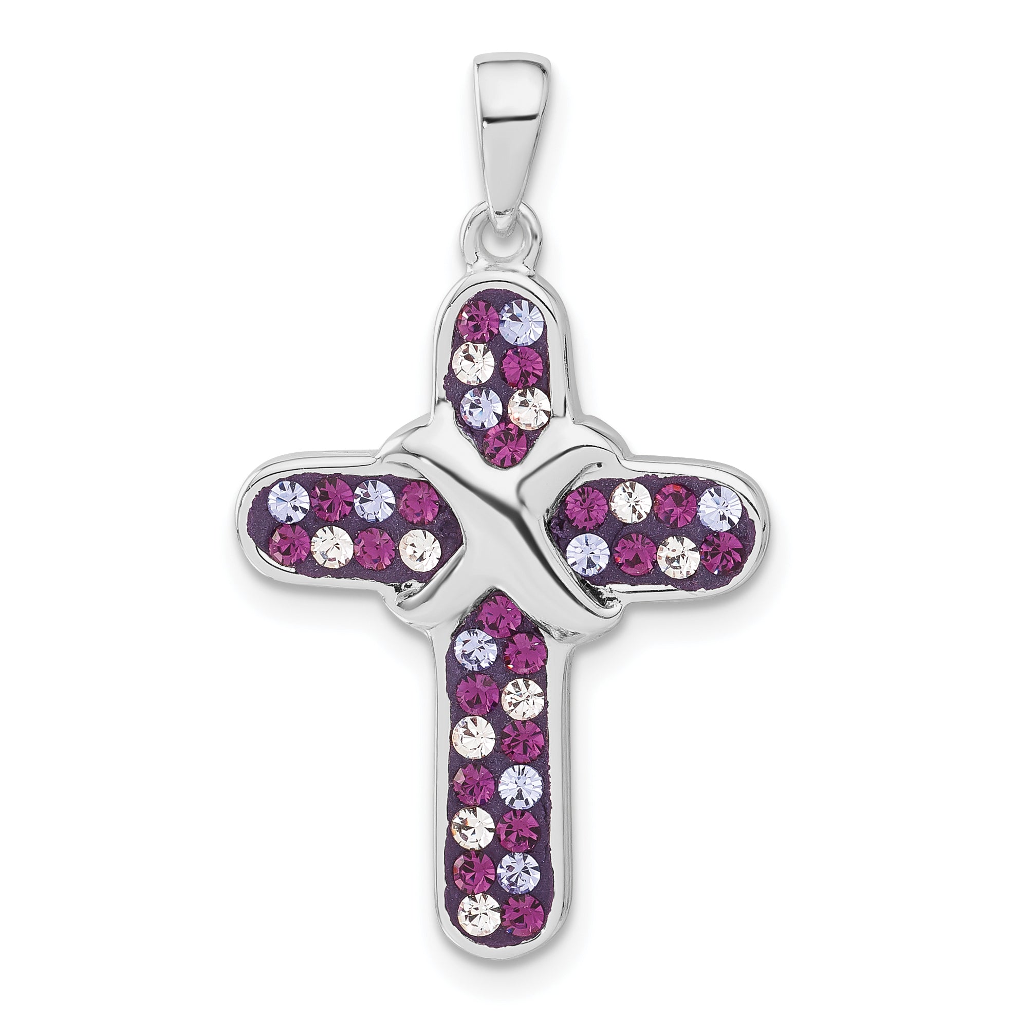 Cross Pendant in Sterling Silver with Purple & Clear Crystal Accents Secondary image