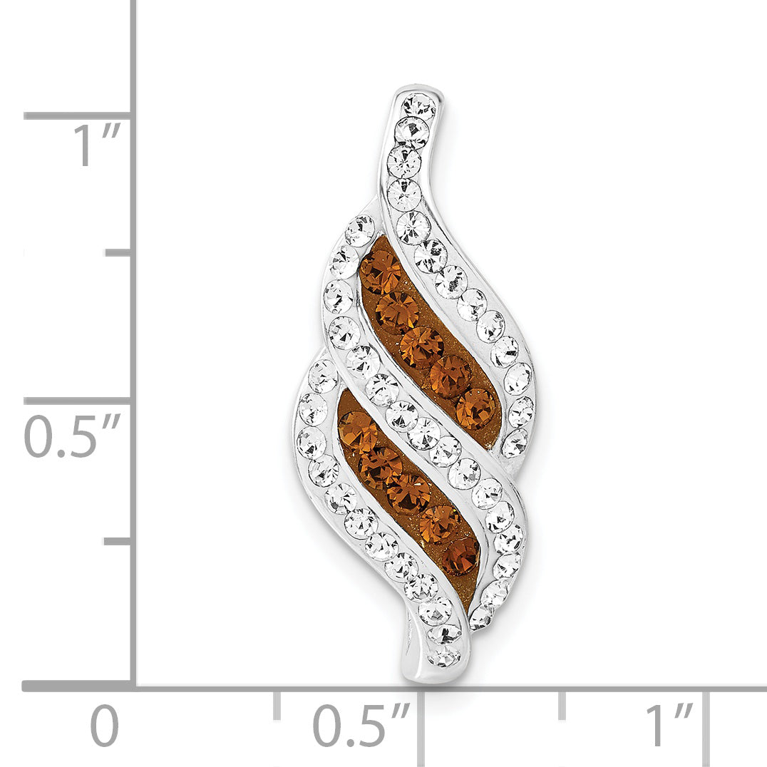 Crystal Swirl Slide Pendant in Sterling Silver, 29mm - Sophia Jewelers