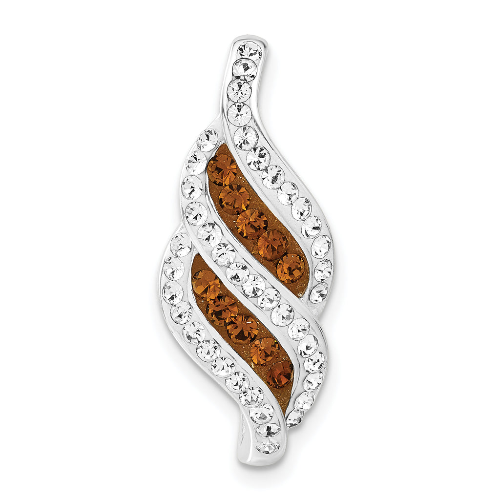 Crystal Swirl Slide Pendant in Sterling Silver, 29mm - Sophia Jewelers