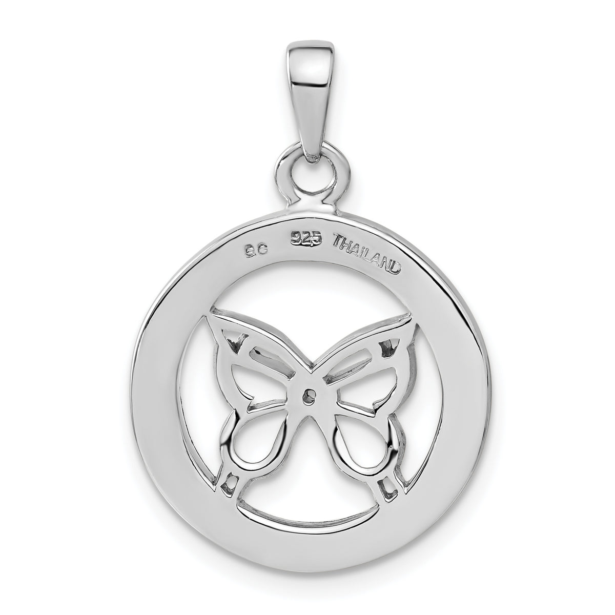 Crystal Butterfly Pendant in Sterling Silver, 20x30mm - Sophia Jewelers