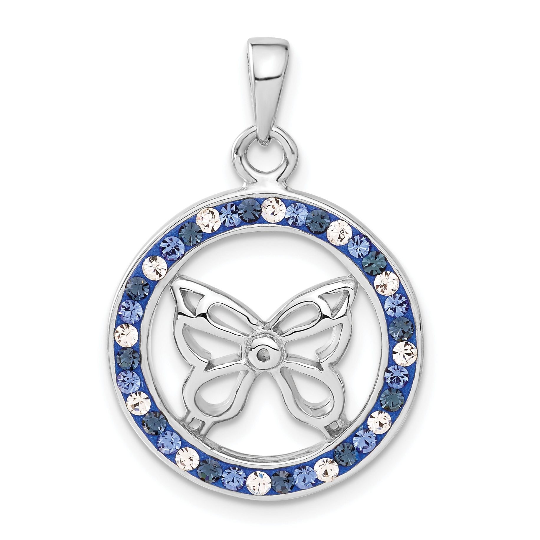 Crystal Butterfly Pendant in Sterling Silver, 20x30mm Secondary image
