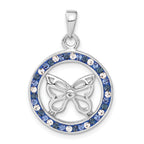 Crystal Butterfly Pendant in Sterling Silver, 20x30mm - Sophia Jewelers