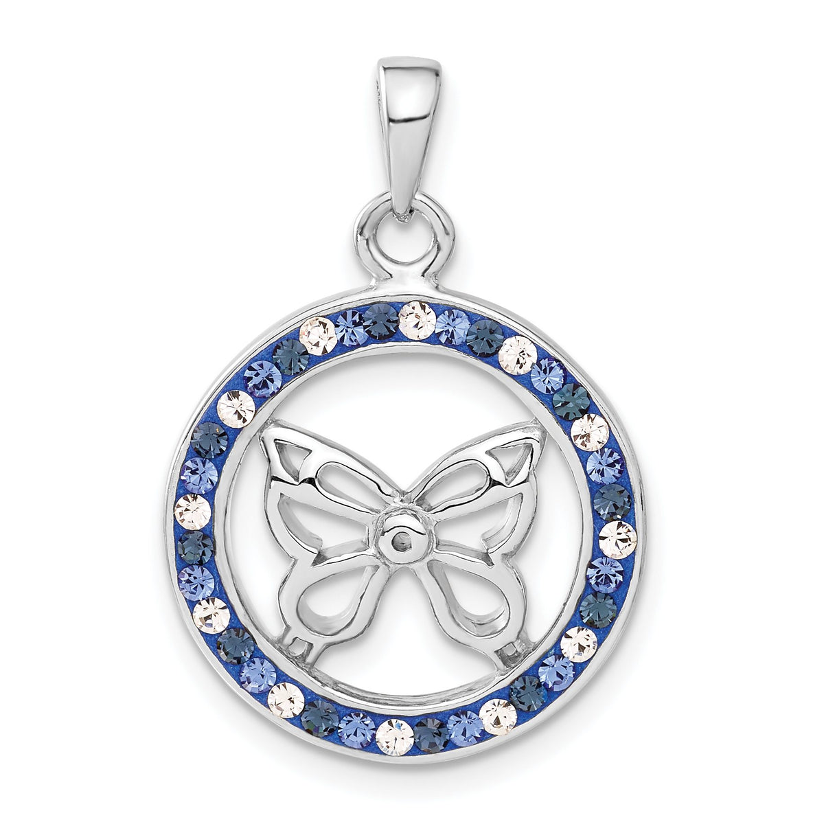 Crystal Butterfly Pendant in Sterling Silver, 20x30mm - Sophia Jewelers
