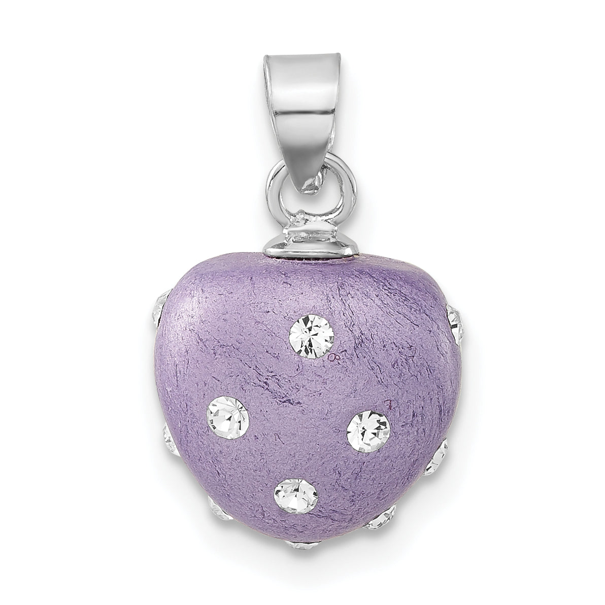 Sterling Silver Rhodium-Plated Stellux Crystal Purple Heart Pendant Main image