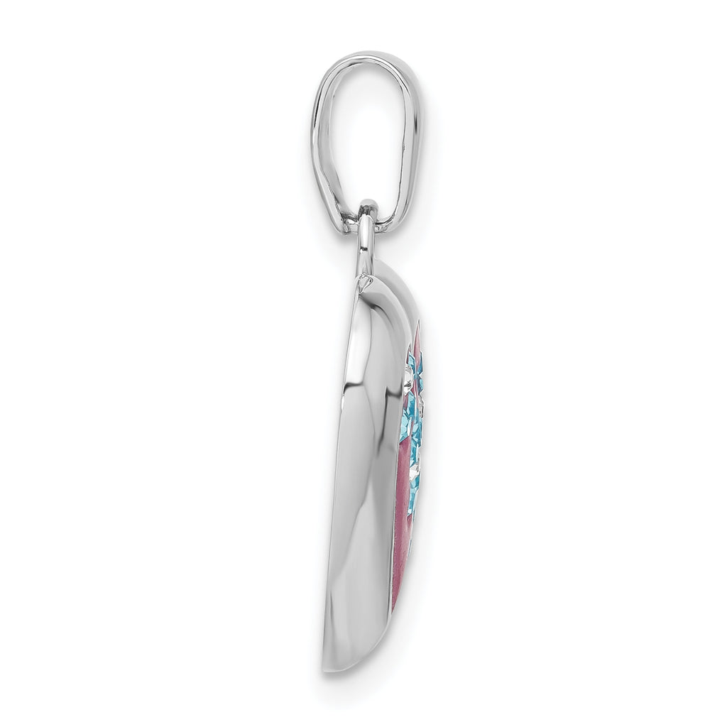 Floral Heart Pendant in Sterling Silver with Crystal Accents, 24mm - Sophia Jewelers