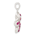 Pink & White Crystal Flower Pendant in Sterling Silver, 28mm - Sophia Jewelers
