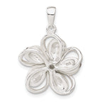 Pink & White Crystal Flower Pendant in Sterling Silver, 28mm - Sophia Jewelers