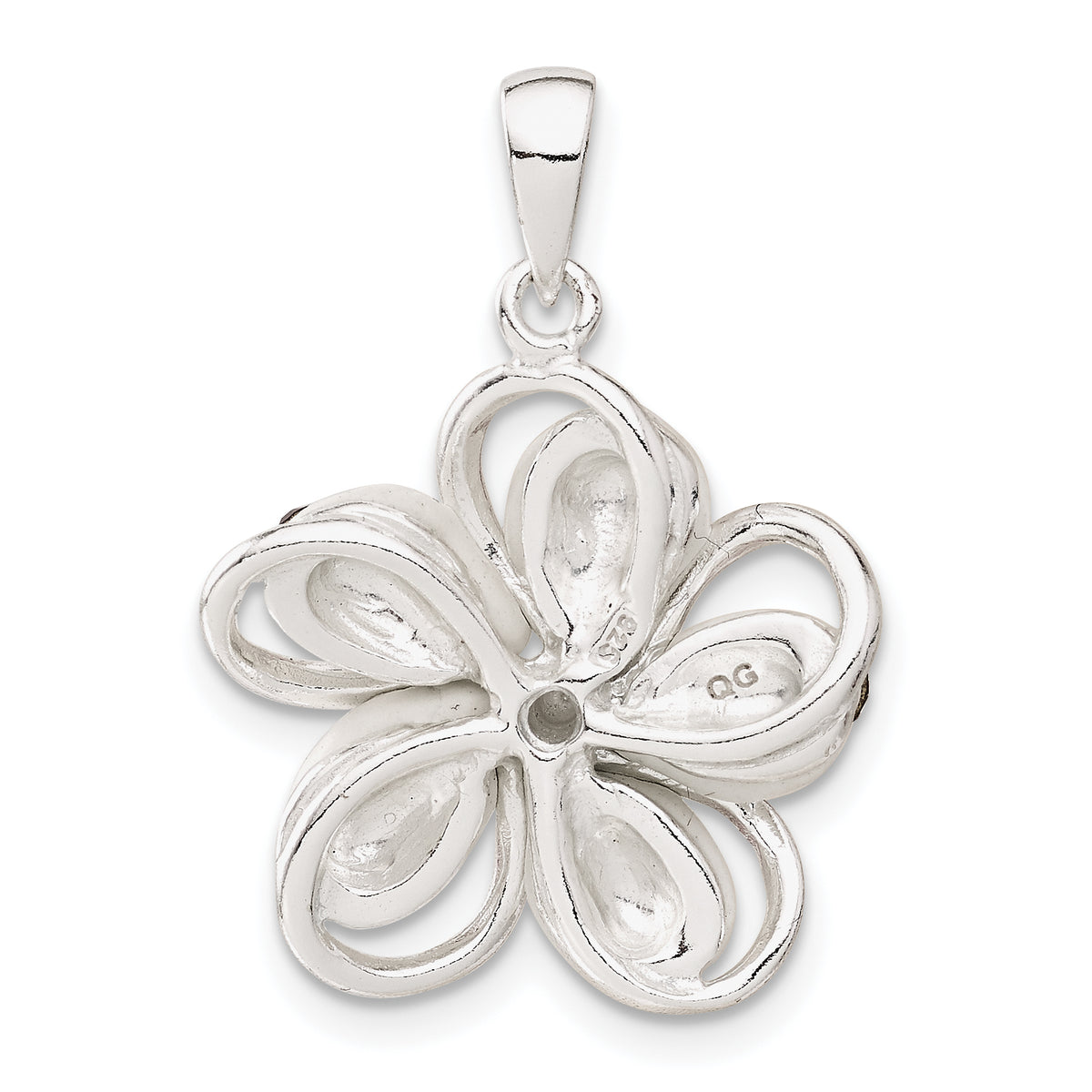 Pink & White Crystal Flower Pendant in Sterling Silver, 28mm - Sophia Jewelers
