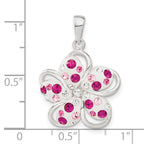 Pink & White Crystal Flower Pendant in Sterling Silver, 28mm - Sophia Jewelers