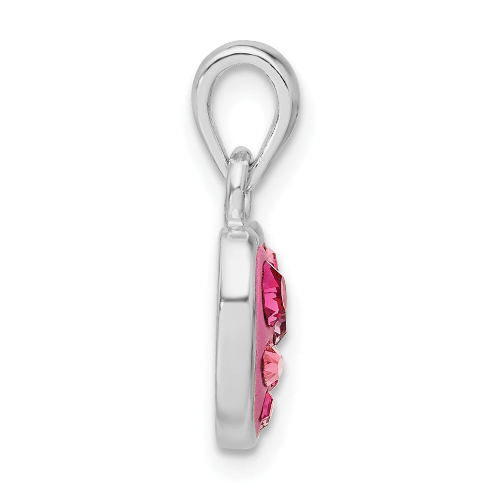 Pink Crystal Heart Pendant in Sterling Silver, 19mm - Sophia Jewelers