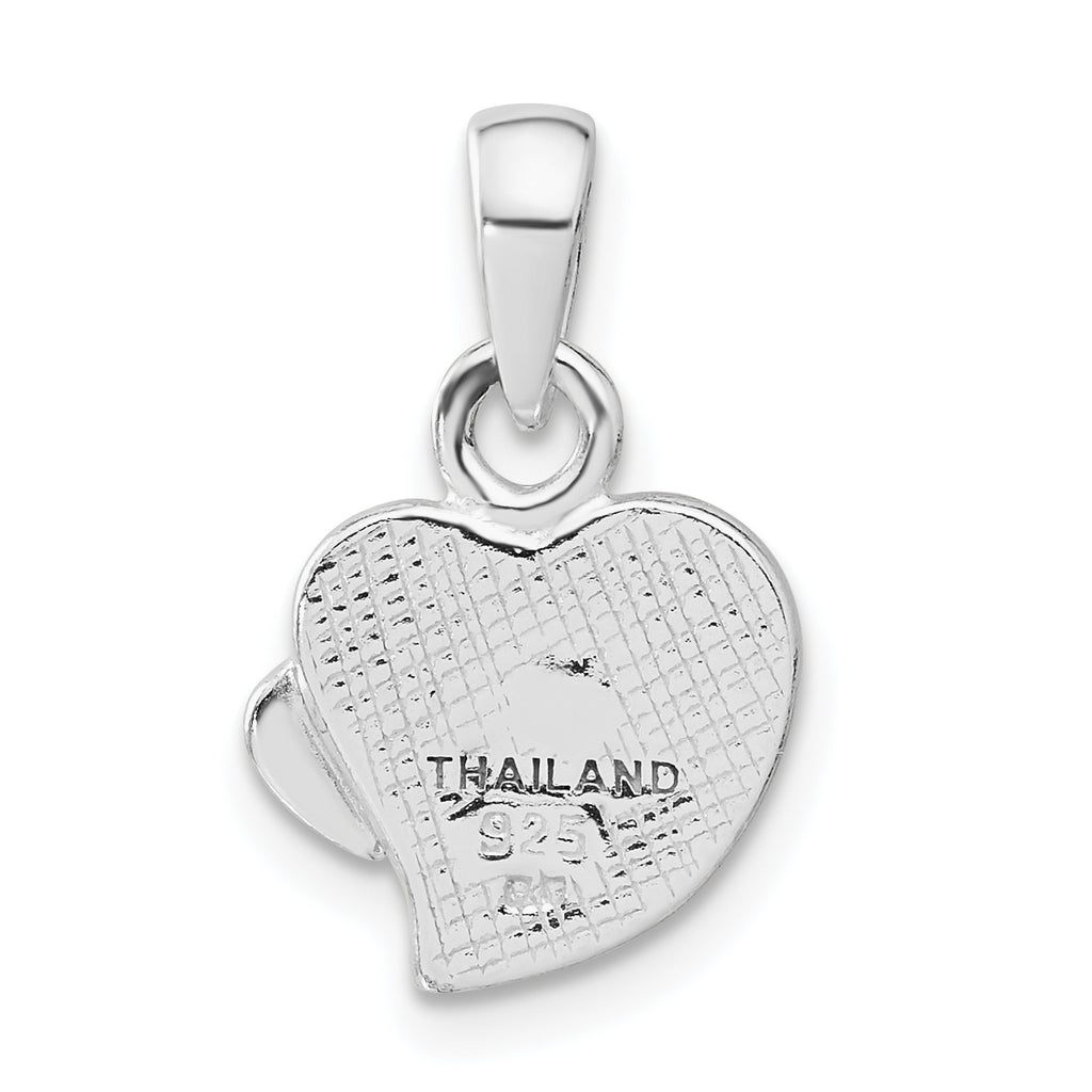Pink Crystal Heart Pendant in Sterling Silver, 19mm - Sophia Jewelers
