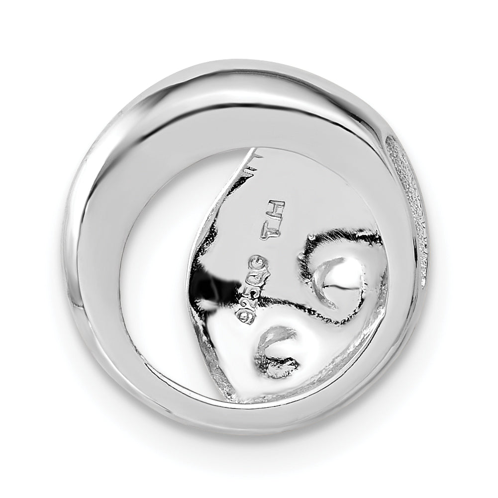 Cubic Zirconia Circle Pendant in Sterling Silver, 14mm Satin - Sophia Jewelers