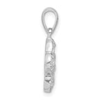Cubic Zirconia Flower Pendant in Sterling Silver, 24mm - Sophia Jewelers