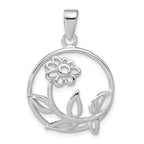Flower Circle Pendant in Sterling Silver, 32mm - Sophia Jewelers