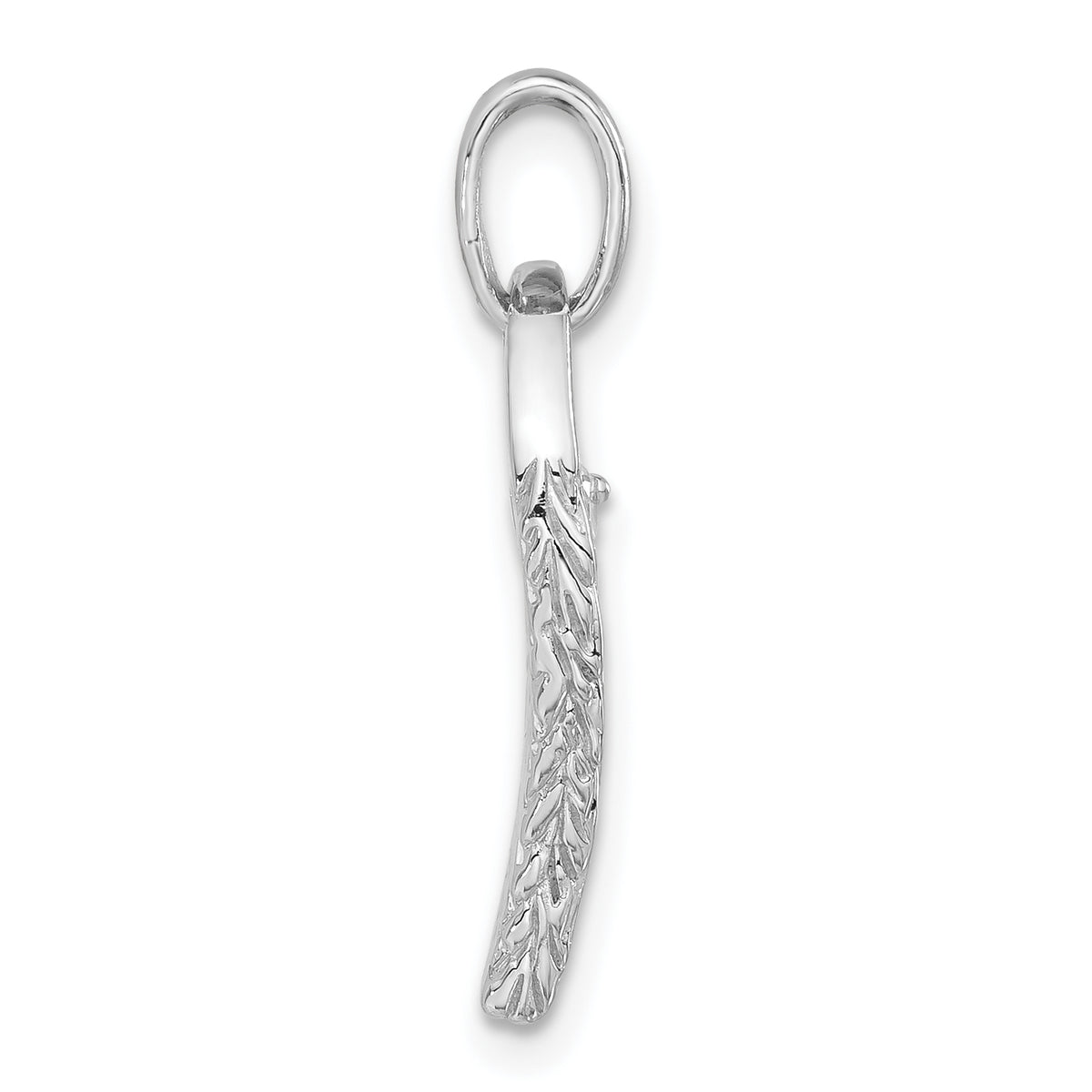 Cubic Zirconia Leaf Pendant in Sterling Silver, 25mm Textured - Sophia Jewelers