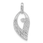 Cubic Zirconia Leaf Pendant in Sterling Silver, 25mm Textured - Sophia Jewelers