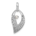 Cubic Zirconia Leaf Pendant in Sterling Silver, 25mm Textured - Sophia Jewelers