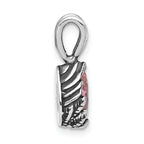 Sterling Silver Antiqued Pink Teardrop CZ Pendant