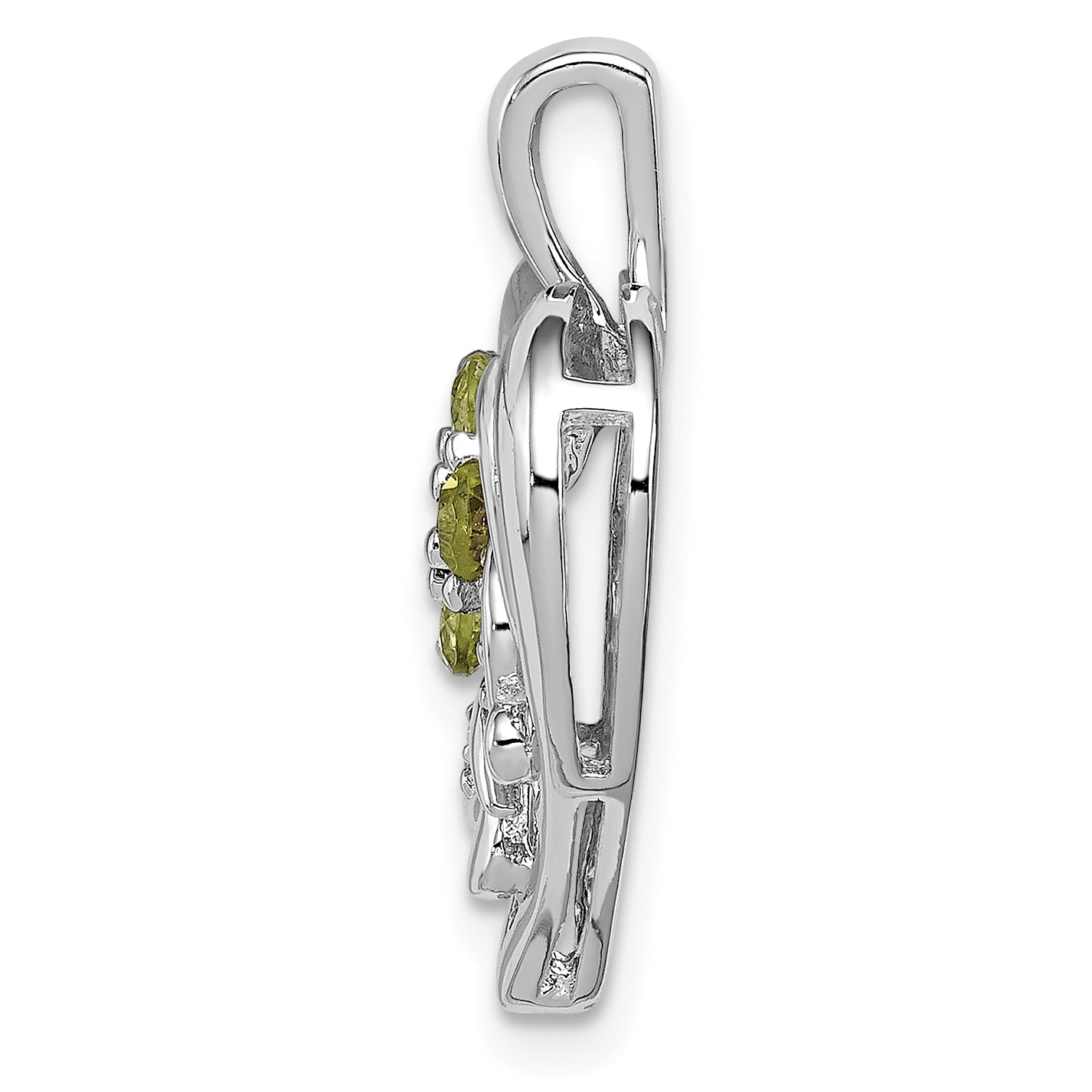 Sterling Silver Rhodium-Plated Amethyst and Peridot Diamond Pendant Secondary image