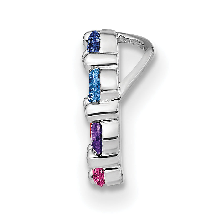 Prizma Sterling Silver Rhodium-plated Colorful CZ Circle Chain Slide