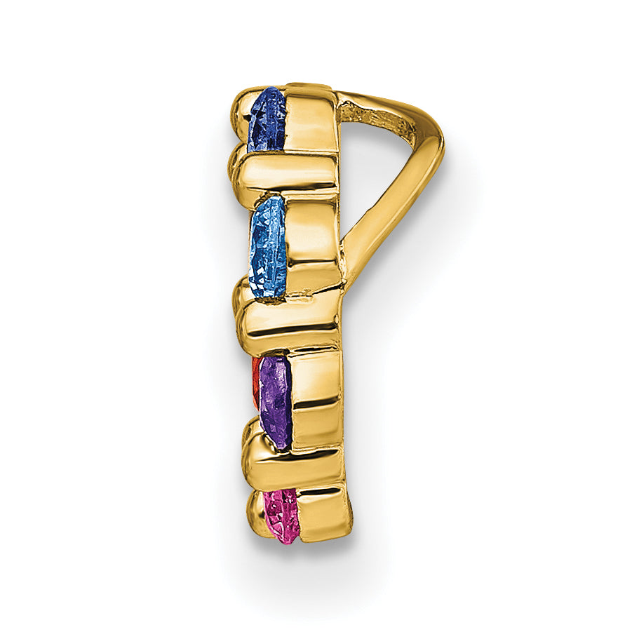 Prizma Sterling Silver Gold-tone 14K Flash Gold-plated Colorful CZ Circle Chain Slide