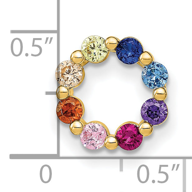 Prizma Sterling Silver Gold-tone 14K Flash Gold-plated Colorful CZ Circle Chain Slide