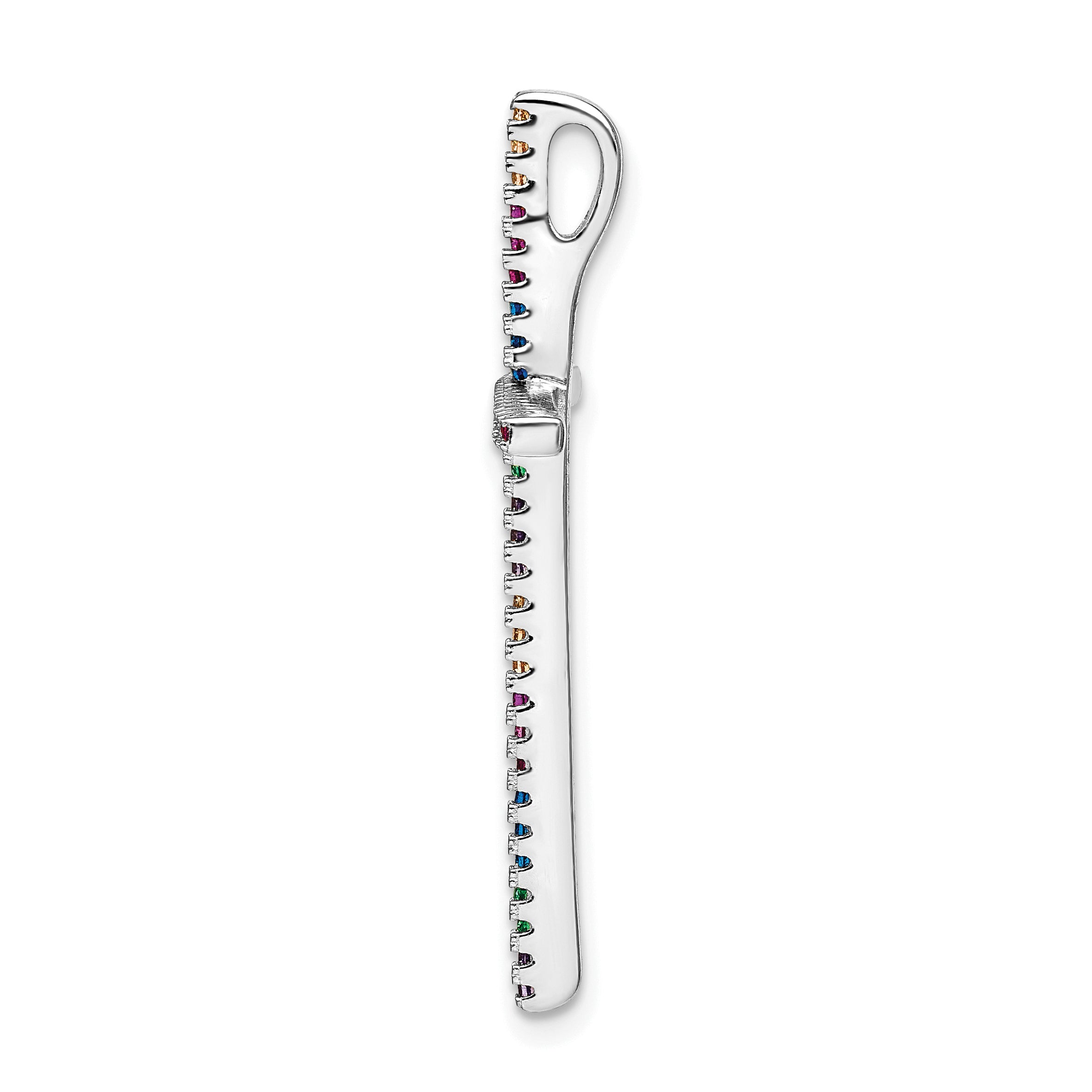 Prizma Sterling Silver Rhodium-plated Colorful CZ Cross Chain Slide
