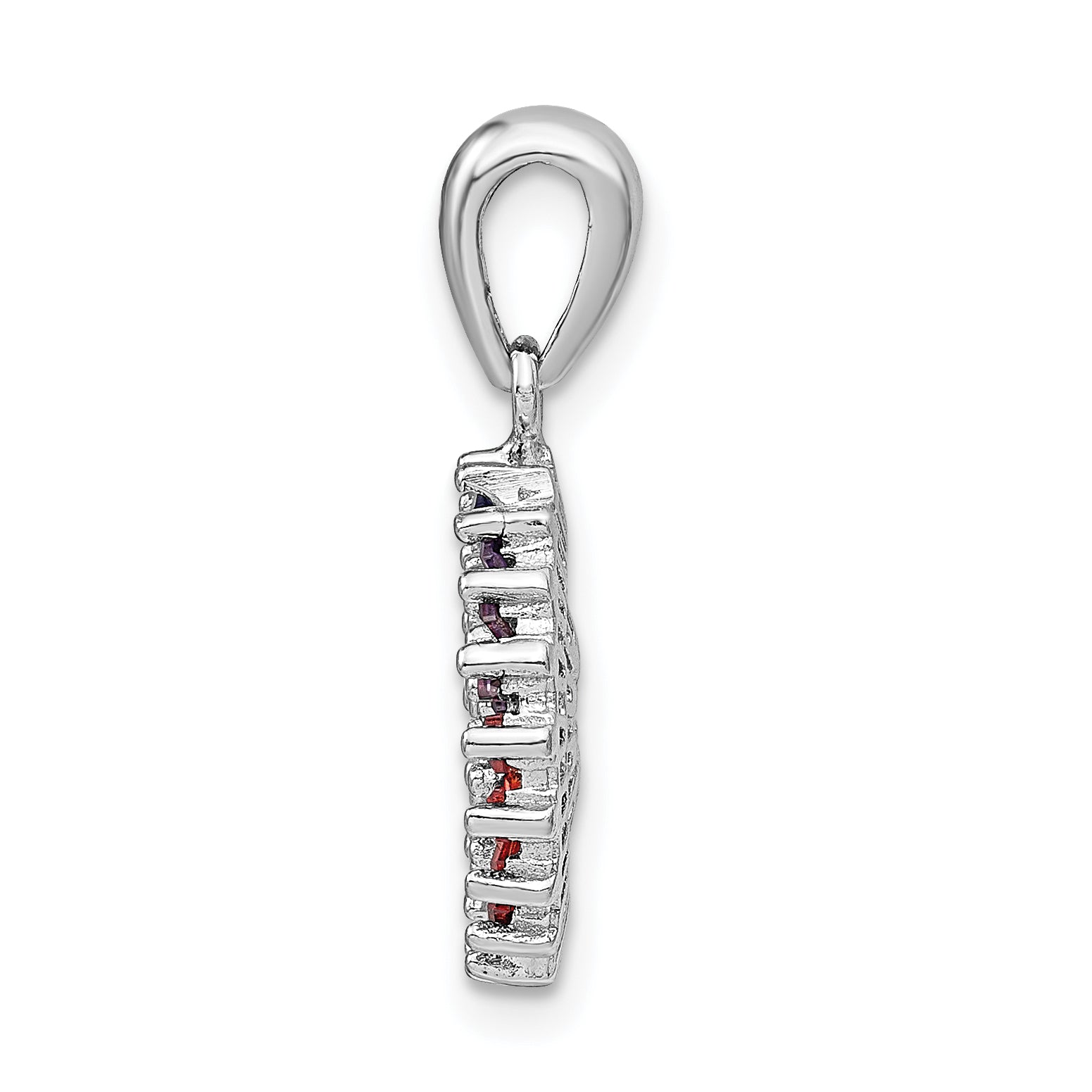 Prizma Sterling Silver Rhodium-plated White and Colorful CZ Post Earring and Pendant Set Secondary image