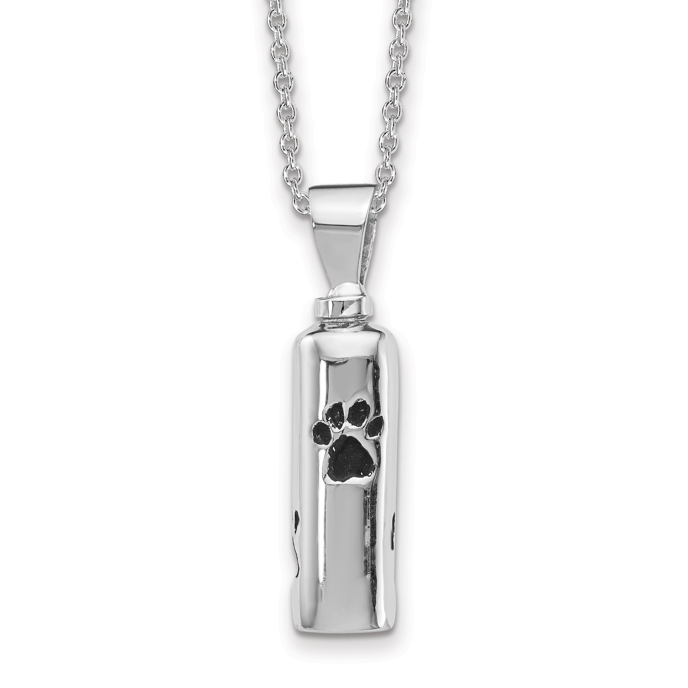 Sterling Silver Rhodium-plated Enameled Paw Prints Ash Holder Necklace Main image