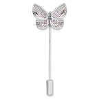 Sterling Silver Rhodium-plated Polished Pink CZ Butterfly Pin
