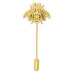 Sterling Silver Rhodium-plated Gold Tone Black and Clear CZ Bumblebee Pin