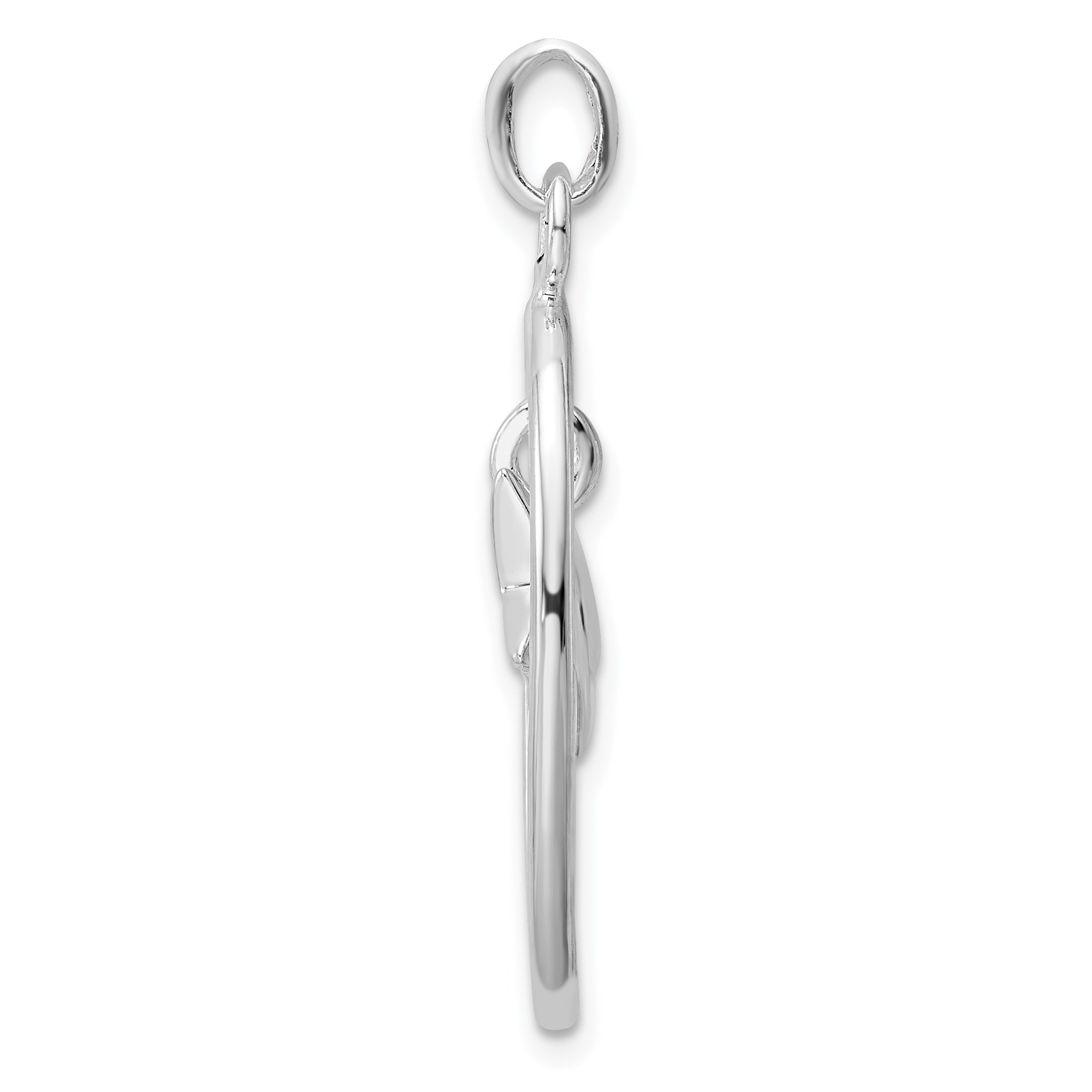 Sterling Silver Polished Oval Dangle Star Pendant Secondary image