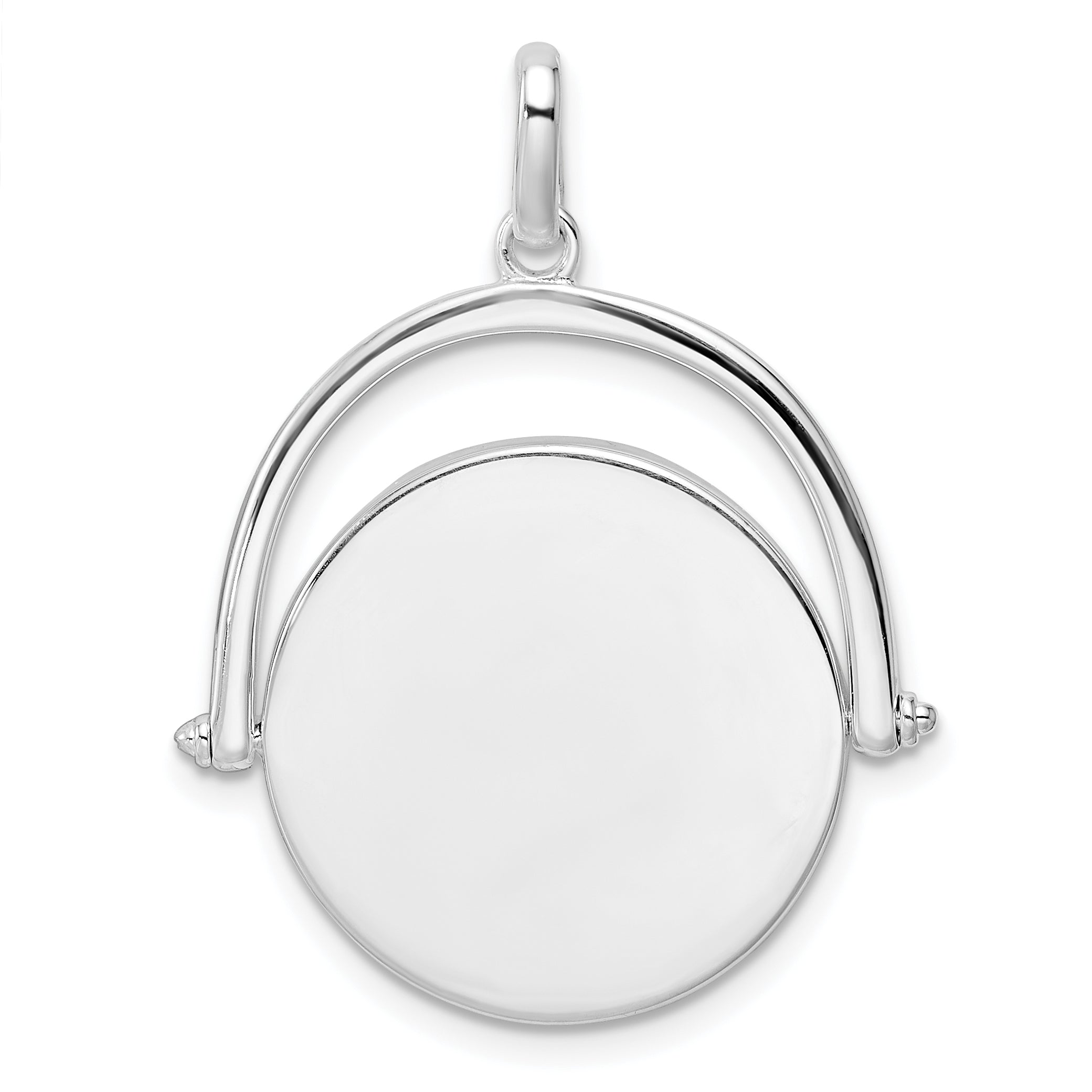 Sterling Silver Polished Rotating Disc Pendant