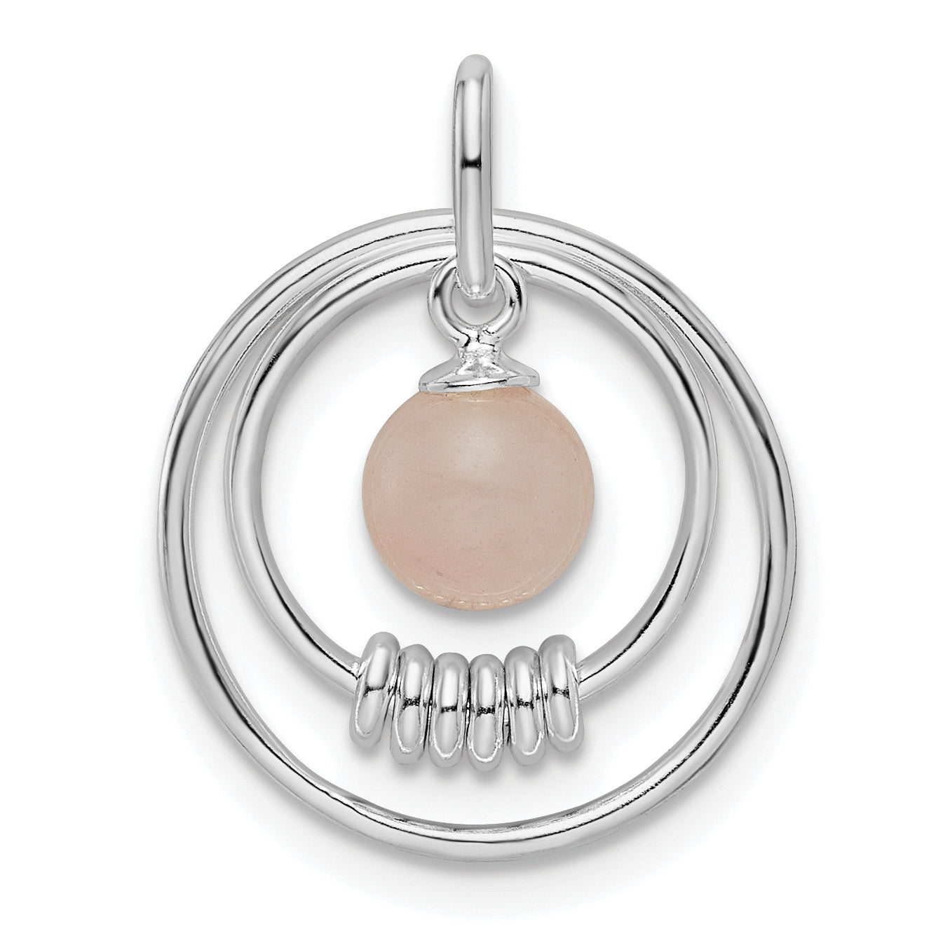 Sterling Silver Polished Pink Quartzite in Circles Pendant Main image