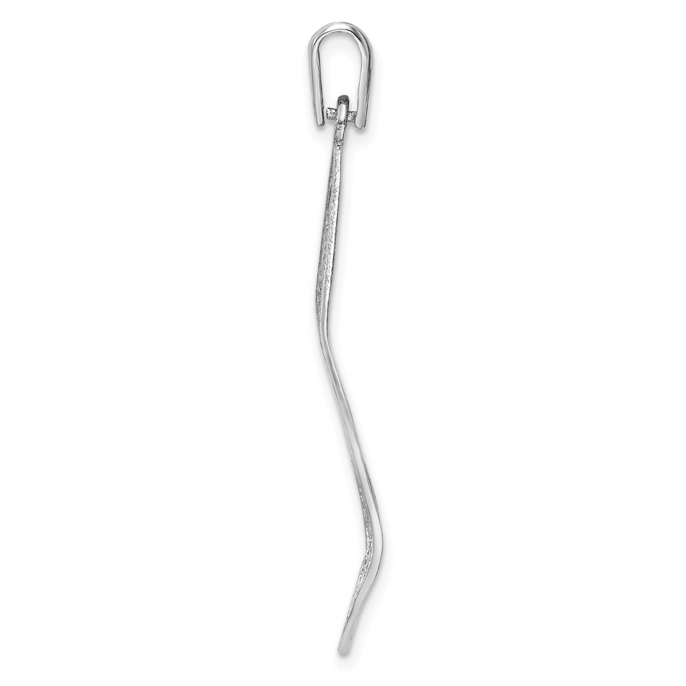 Sterling Silver Rhodium-plated Polished & D/C Leaf Pendant Secondary image