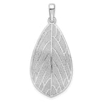 Sterling Silver Rhodium-plated Polished & D/C Leaf Pendant