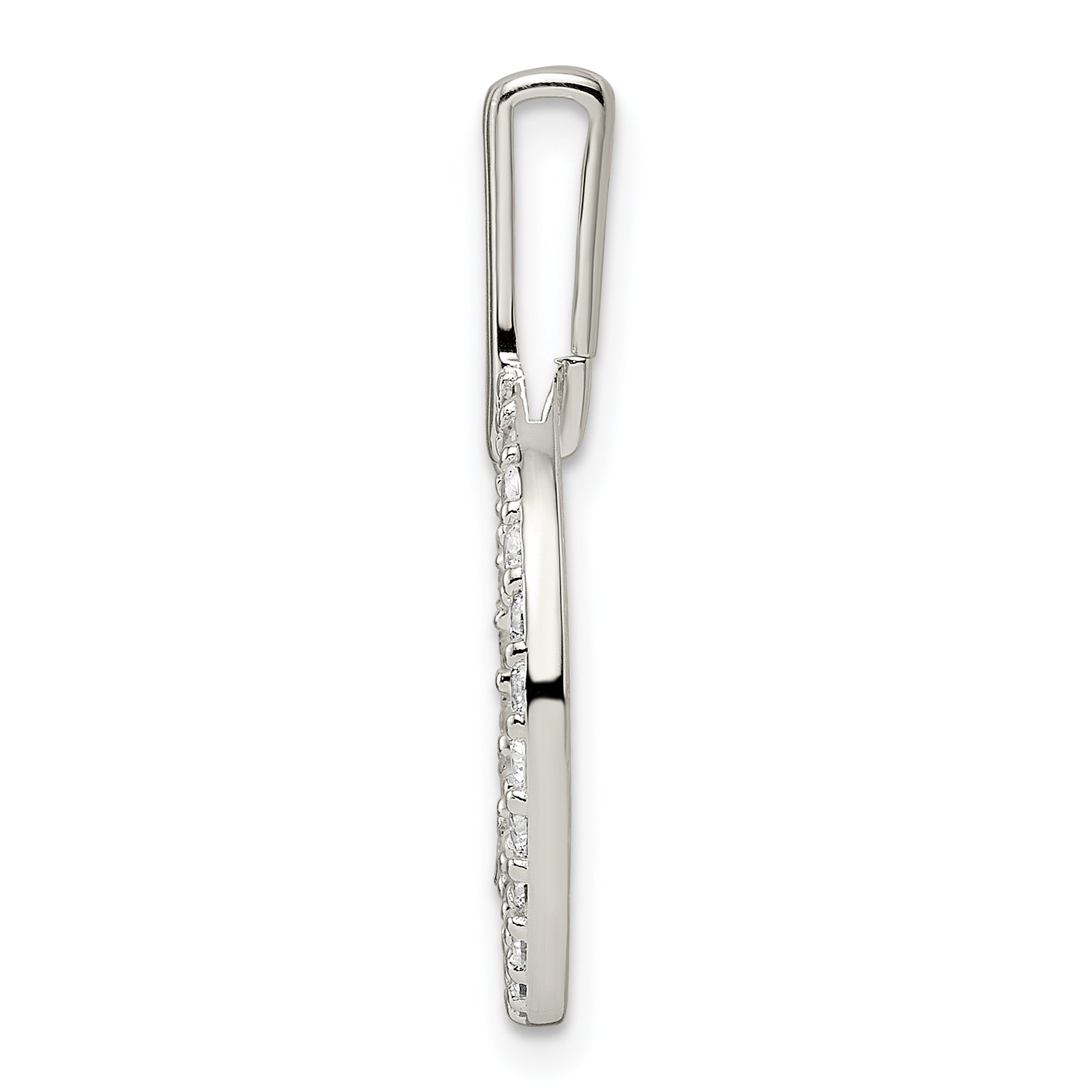 Sterling Silver Polished CZ Circle Pendant