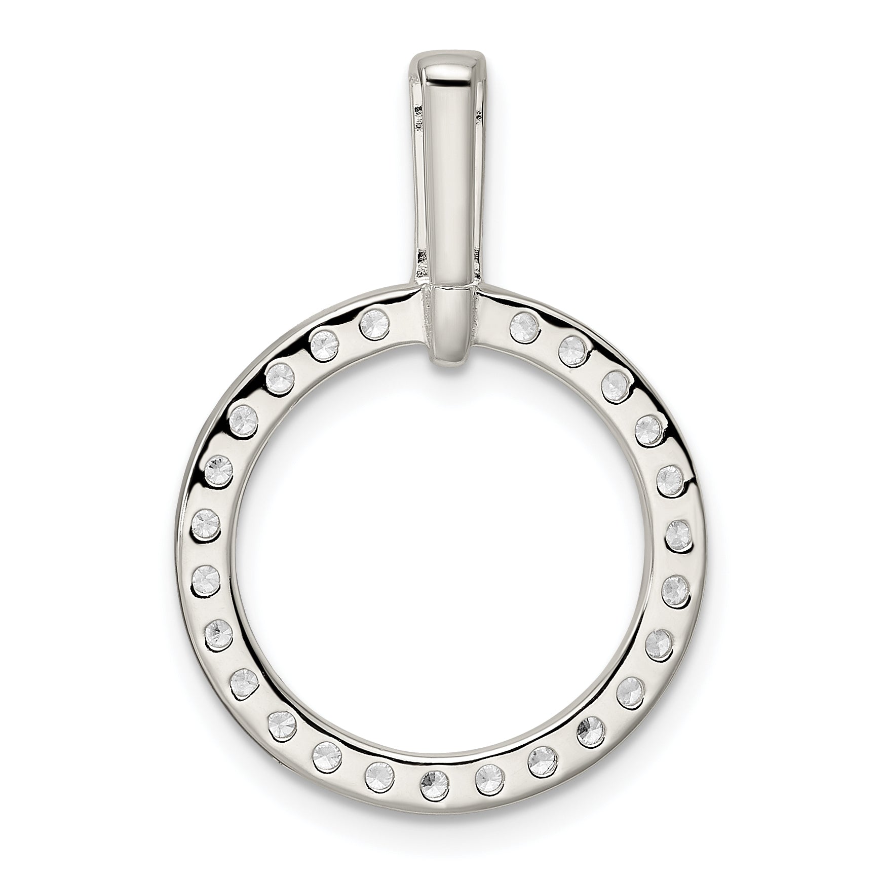 Sterling Silver Polished CZ Circle Pendant