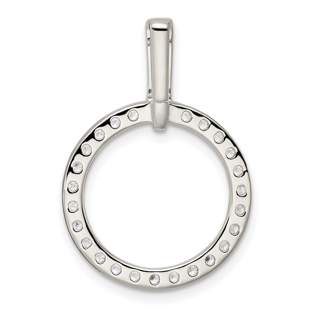 Sterling Silver Polished CZ Circle Pendant