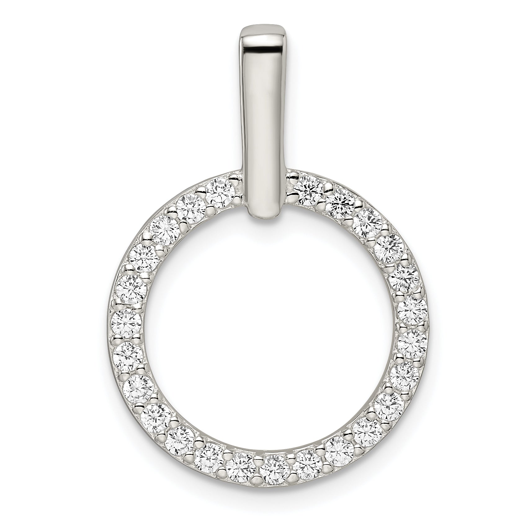 Sterling Silver Polished CZ Circle Pendant Main image
