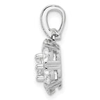 Sterling Silver Polished Rhodium-plated CZ Flower Pendant