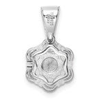 Sterling Silver Polished Rhodium-plated CZ Flower Pendant