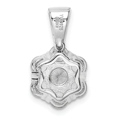 Sterling Silver Polished Rhodium-plated CZ Flower Pendant