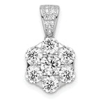 Sterling Silver Polished Rhodium-plated CZ Flower Pendant