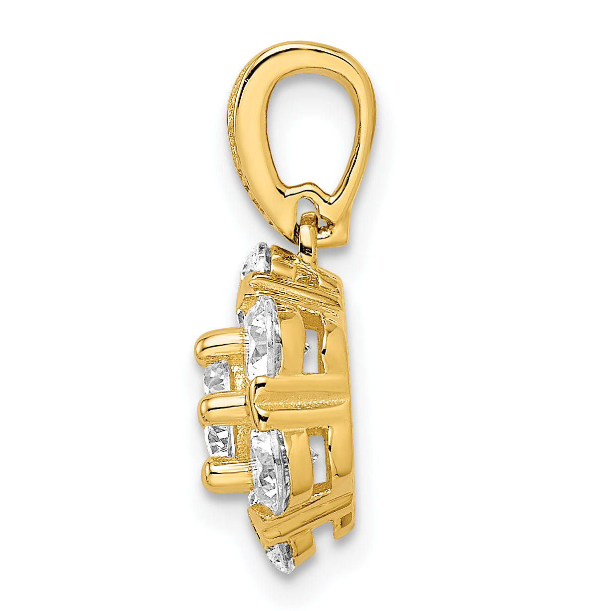 Sterling Silver Polished Gold-tone CZ Flower Pendant Secondary image