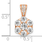 Sterling Silver Polished Rose-tone CZ Flower Pendant