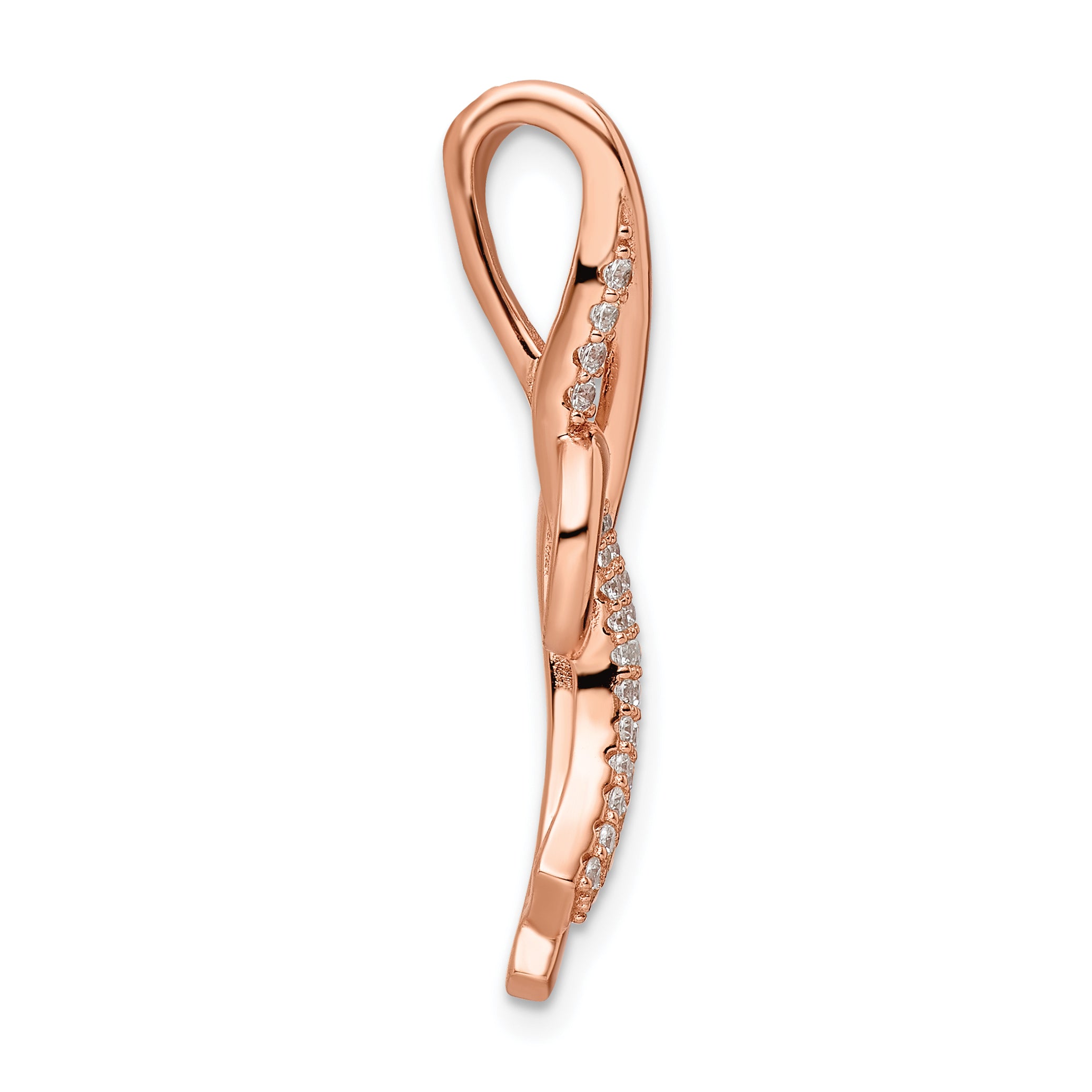 Sterling Silver CZ Rose-tone Slide Secondary image