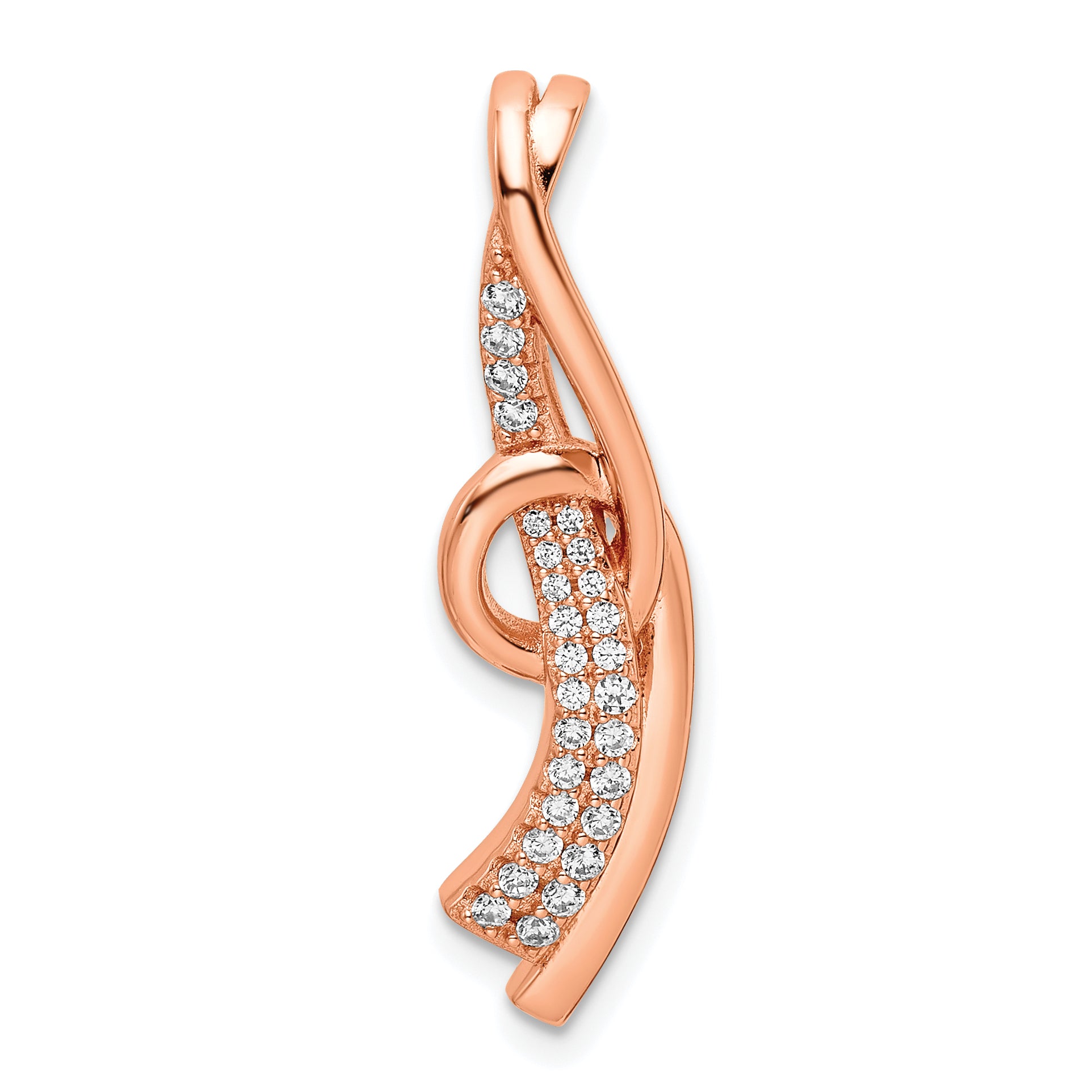 Sterling Silver CZ Rose-tone Slide Main image